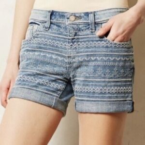 PILCRO by Anthropologie Stet Embroidered Shorts Mid Rise 28